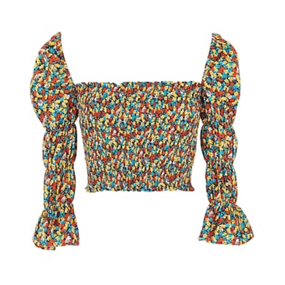 8 by Yoox PRINTED-SMOCKED CROP TOP NWT size 10